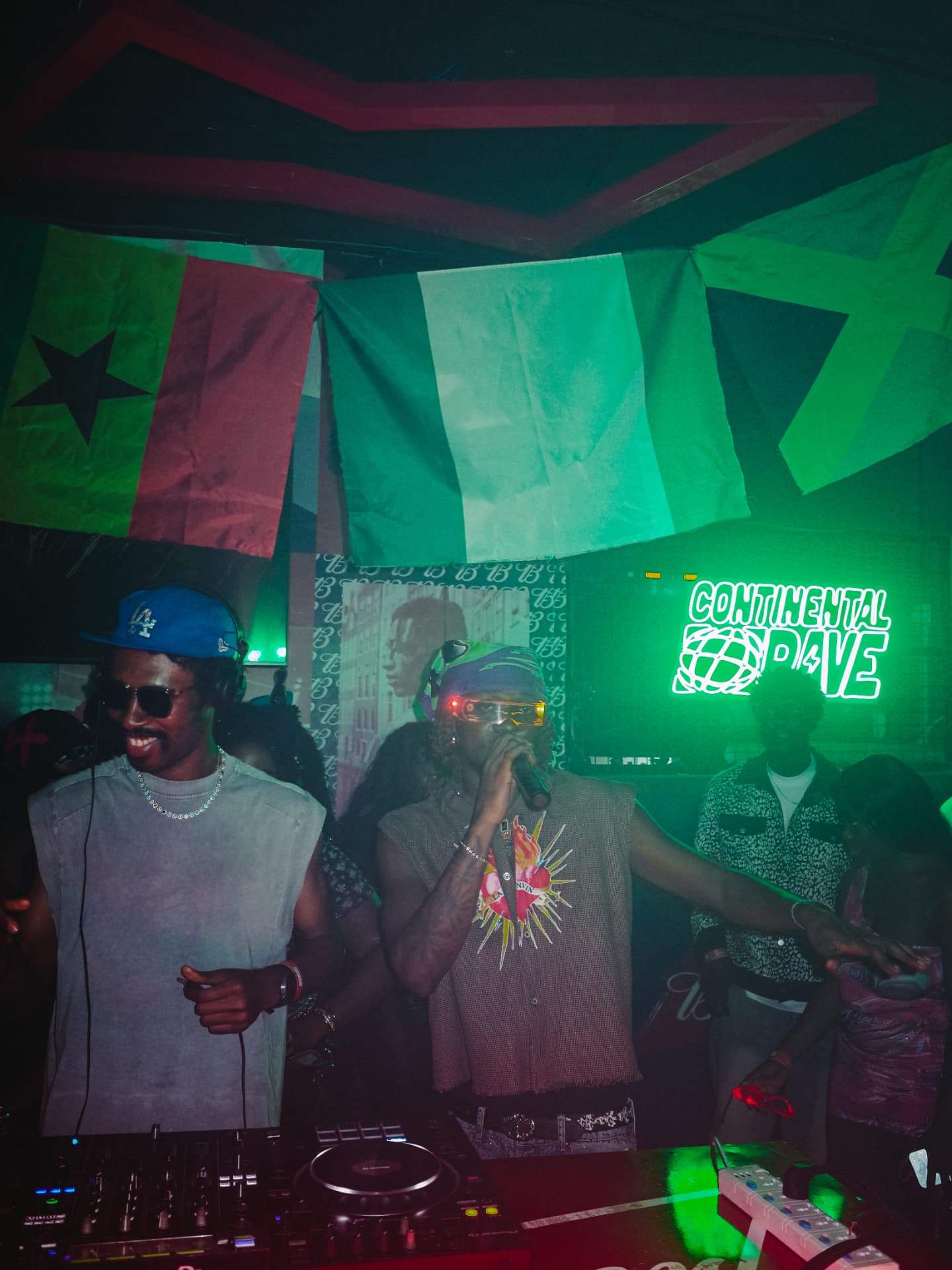 KING PERRYY and the MC at the deck, mid-set